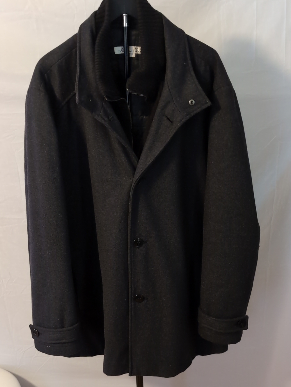 Kenneth Cole New York Charcoal Gray Wool Blend Funnel Neck Coat XXL G-III